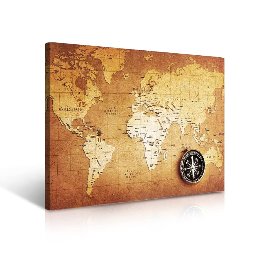 世界地図　キャンバスアート　3枚組　アンティーク　アート　芸術　レトロ Amazon.co.jp: CyiohArt - 3枚アートパネル 「英語の世界地図